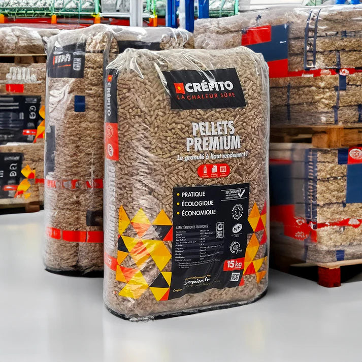 Premium Crepito Holzpellets Palette mit 72 Säcken à 15kg